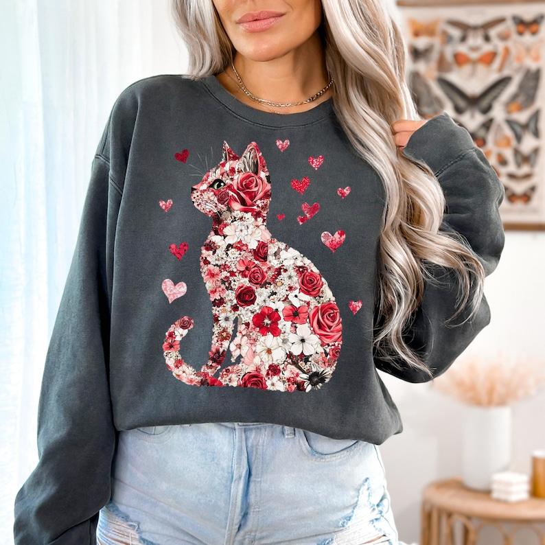 Valentine Cat Shirt, Heart Love Cat Valentine Shirt, Trendy Valentine TShirt, Cat Lover Shirt, Cupid Cat Hoodie