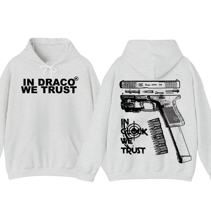 IN DRACO WE TRUST HOODIE & IN Glock We Trust Hoodie - Glock Hoodie - Full Color Double Sided  - Men's & Women's Classic Fit Long Sleeve Hoodie - Menswear