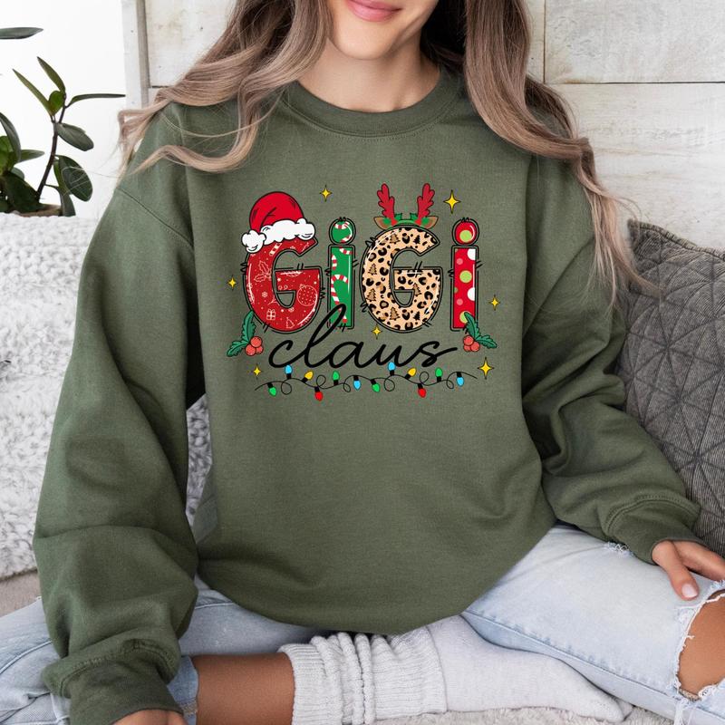 Christmas Mama Gigi Nana Claus Sweatshirt, Christmas Shirt for Mom Grandma Gigi, Xmas Family Shirt, Unisex Graphic Cotton Comfort, Shirt for Men for W