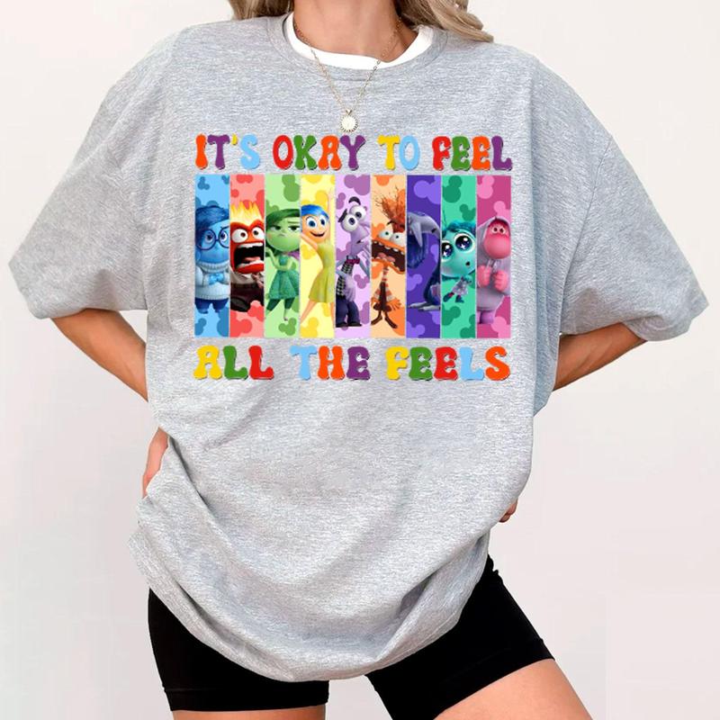 It's Okay To Feel All The Feels Shirt, Inside Out 2 T-Shirt Sweatshirt Hoodie, Mental Health Matter Shirt, Emotional Support Shirt, Feelings Shirt, Fu