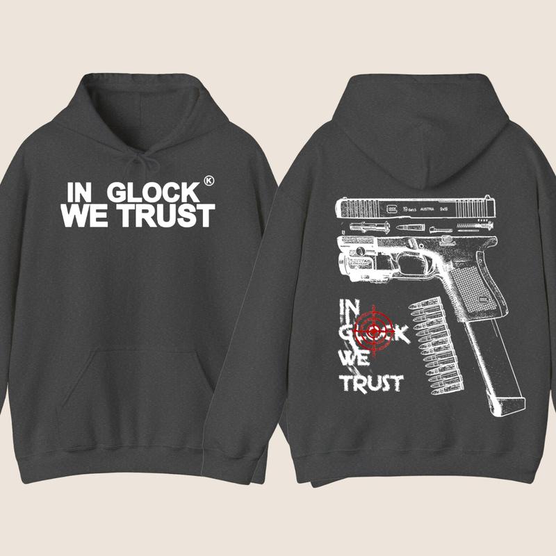 IN GLOCK WE TRUST HOODIE , Double Side , GLock Sweatshirt,Design Glock - Full Color , For Her , For Him , Glock Shirt ,Menswear & Womenswear - Men's Tops & Women's Tops - Hoodies & Sweaters
