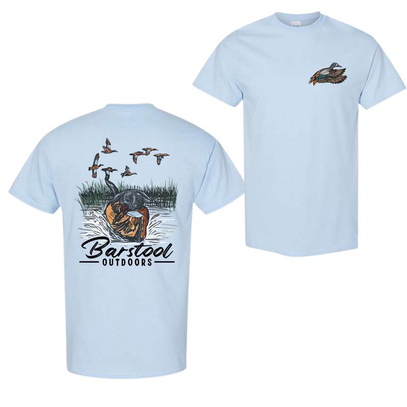 Barstool Outdoors Duck Hunt 2 Sided Shirt, Vintage Mallard Hunting Tshirt, Unisex Graphic Printed Tee, Cotton Shortsleeve Casual Womenswear, Daily Wom