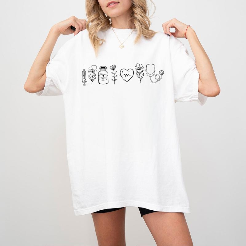 Nurse Life Shirt, Medical Shirt for Women, RN Shirt, Nurse Week Shirt Gifts, Floral Nurse Shirt, New Nurse Gift, Flower Nurse Student Shirt, Gift For Registered Nurse, Nurse Appreciation Gift, Nurse Pattern Flower Tee, Oversized Graphic Tee, Women Top