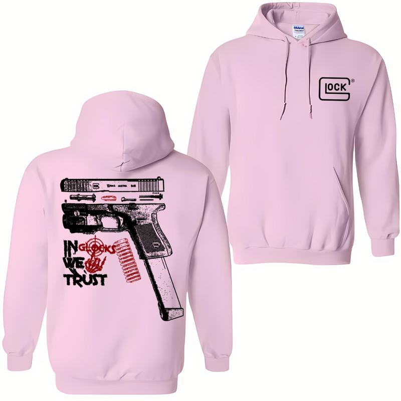 In GLock We Trust Hoodie - Glock Hoodie- Design Glock Bone Hand Double Sided - Men's & Women's Classic Fit Long Sleeve Hoodie - Menswear Casual Underwear