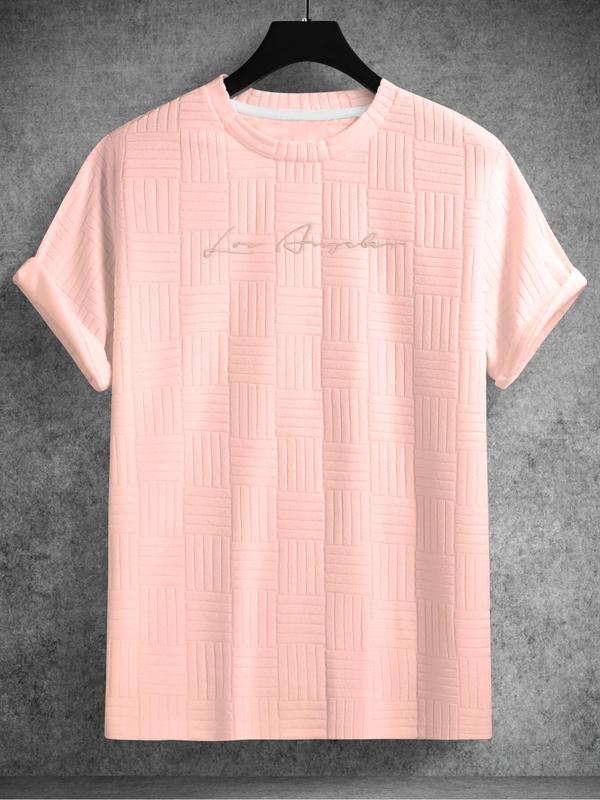 Men's Letter Print Round Neck Tee, Regular Fit Casual Crew Neck Short Sleeve T-shirt, Menswear, T Shirts for Men, Graphic Tees, Summer Graphic Tees fo