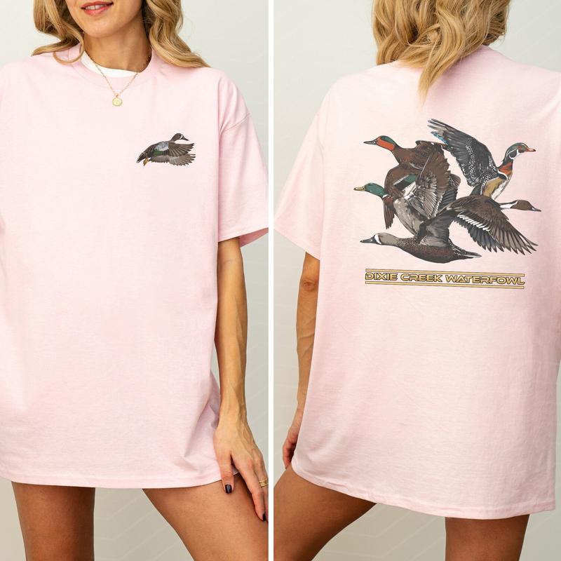 Graphic Busch Light Outdoors 2 Sided Shirt, Duck Hunting T-shirt, Comfort Clothing, Cotton Fabric Tshirt, Printed Women's Top, Casual Womenswear, Drin