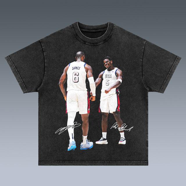 VINTAGE TEE  USA BASKETBALL TEAM LEBRON JAMES & ANTHONY EDWARDS 7.24