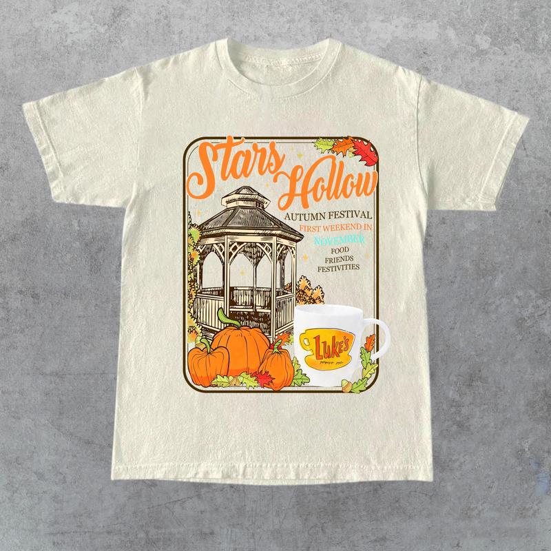 Stars Hollow Connecticut 1779 Shirt, Gilmore Girls Shirt, Autumn T-shirt, LukeÃ¢â‚¬â„¢s Diner Tee, Full Color, For Men, For Women