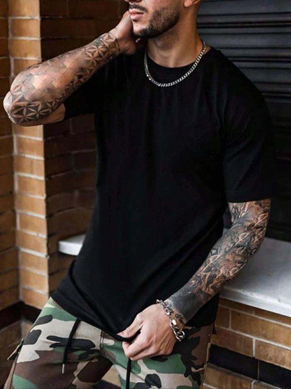 Men's Letter Graphic Print Round Neck Tee, Regular Fit Street Fashion Casual Short Sleeve T-shirt for Summer, Graphic Tees,Ã‚Â Men'sÃ‚Â Streetwear Top for D