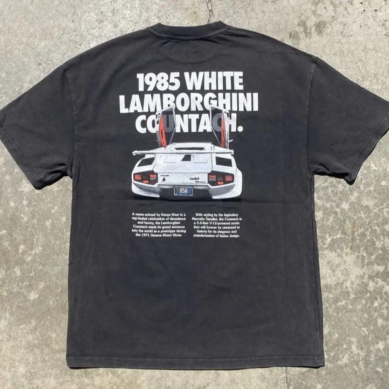 Lamborghini Countach 1985 Comfort Colors Gildan T-shirt, Car Enthusiast Shirt, Car Clothing, Unisex, Vintage car shirt Classic Cotton Menswear Top