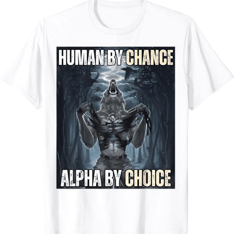 Funny Alpha Wolf Meme T-Shirt, Gift For Friends Cotton Menswear Tee Tshir,Unisex Cotton Graphic Tee