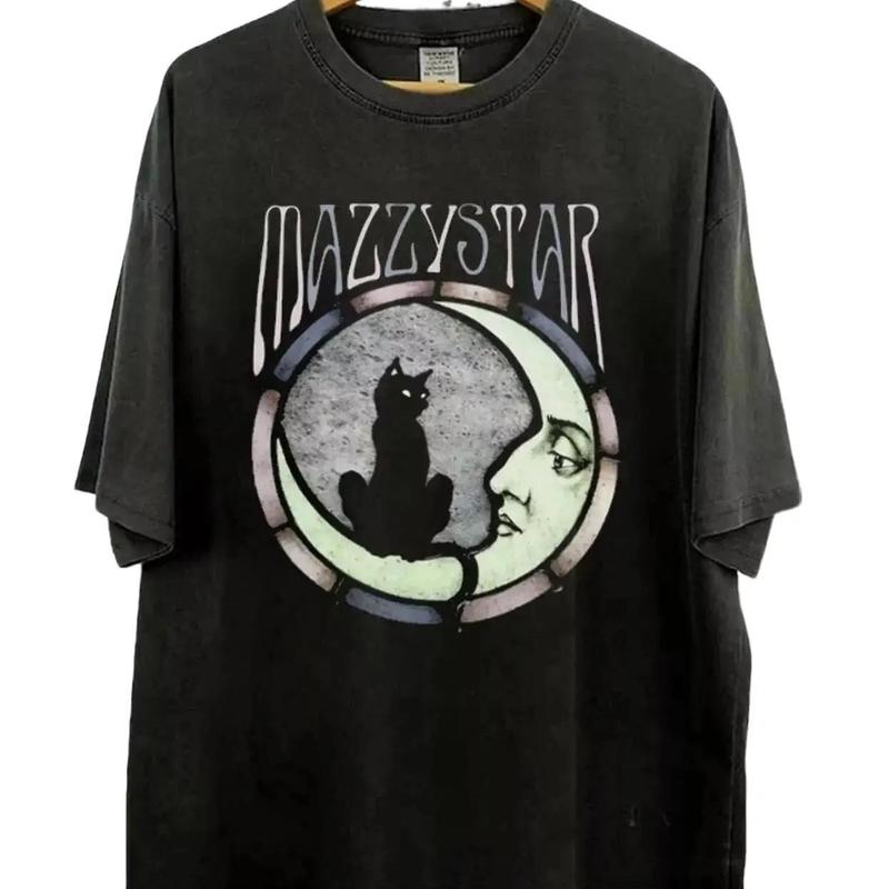 Mazzy Star Moon and Cat Tee, 90s Alt Rock Hope Sandoval Unisex Tshirt Cotton Menswear Cotton Menswear
