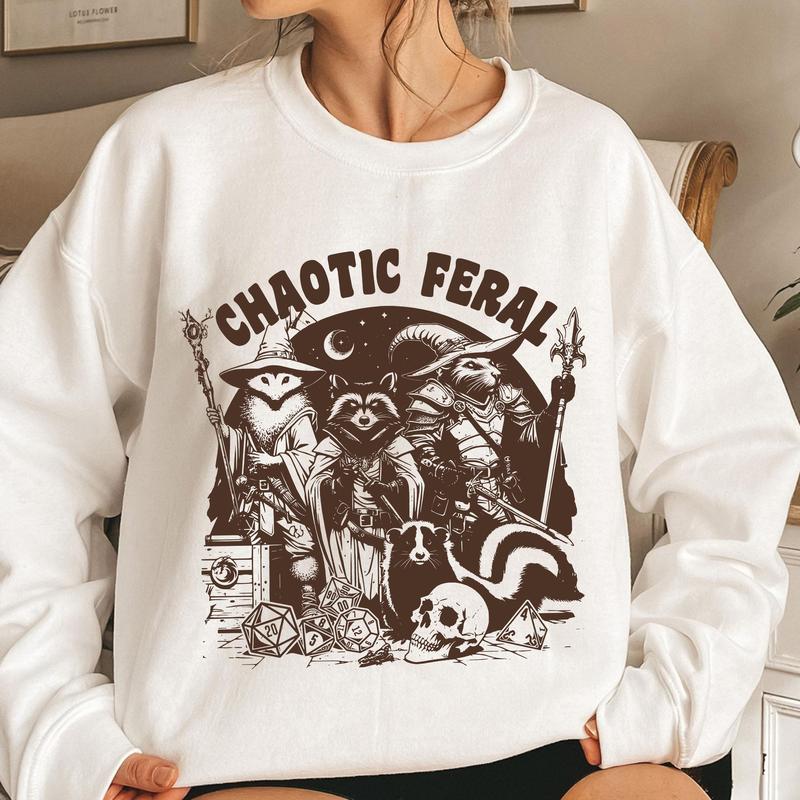 D&D Chaotic Feral Shirt, racoon T-shirt, neutral, lawful, dunge0ns and drag0ns Tee, d&d opossum Sweatshirt