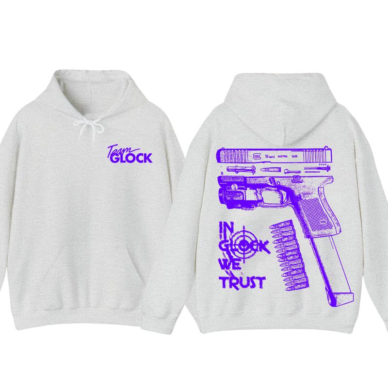 Team Glock Hoodie -GILDAN IN GLOCK WE TRUST Hoodie -Design Color Blue , Full Color Double Sided Sweatshirt for Men and Women, Classic Fit,Glock Shirt