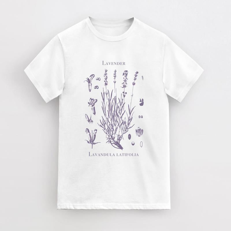 Vintage Lavender 90s Graphic T-Shirt, Retro Lavender Unisex Adult Shirt, Wildflowers Nature Shirt, Botanical Shirt, Relaxed Cotton Shirt