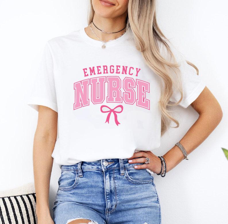 Emergency Nurse Sweatshirt, ER Nurse Gift, Nurse Bow Shirt, Emergency Department, ER Nurse Crewneck, Registered Nurse Sweater, Unisex Shirt In All Siz
