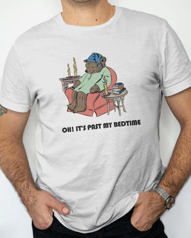 Bear It's Past My Bedtime T-Shirt, Soft Unisex Graphic Fashion Tee, Comfy Nightwear Apparel Gifts, Playful Design for Sleepyheads