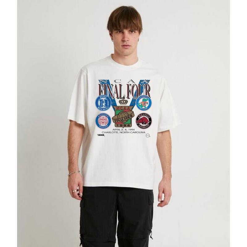 Vintage NCAA Final Four 1994 Duke Florida Gatos Arkansas Arizona T-shirt Top Menswear Fitted Medium Short Sleeve Street Style Tee Underwear Streetwear 90s vintage