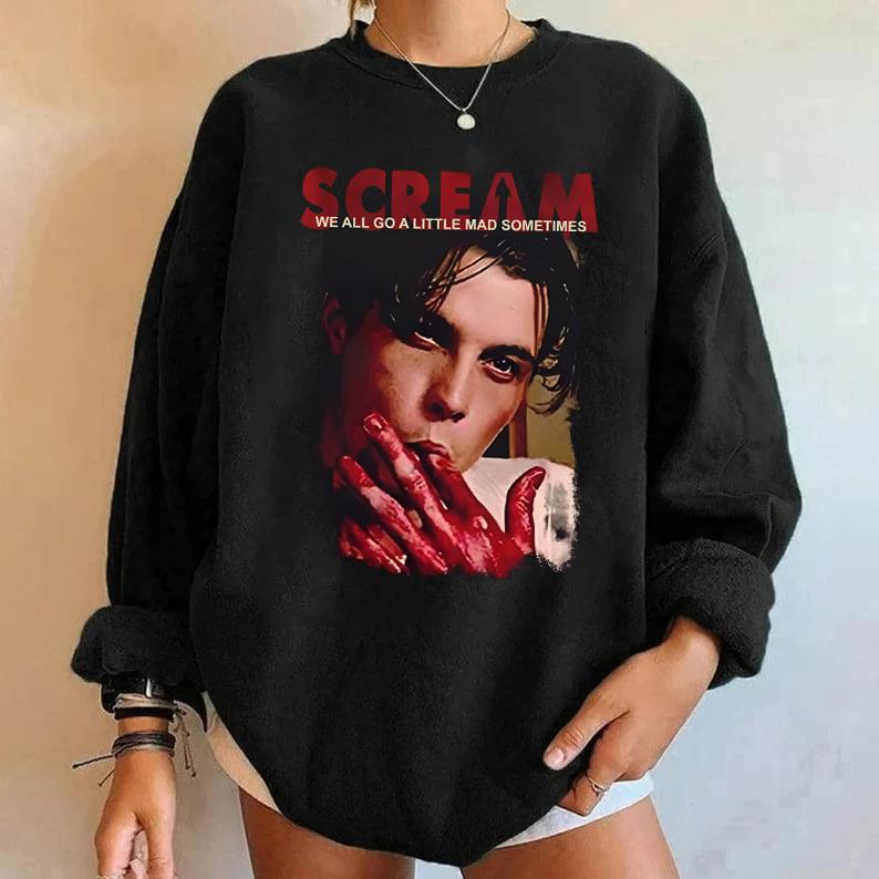 Scream We All Go A Little Mad Sometimes Billy Loomis Sweatshirt, Scream Movie Sweatshirt, Billy Loomis Shirt, Halloween Scream Shirt, Halloween Sweats