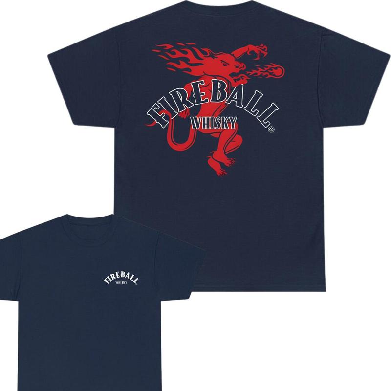 Fireball Whisky 2 Sided T-shirt,  Versatile Unisex Wear, Trendy Styles Available, Plentiful Color Options Size Choices Galore Minimalist Chic