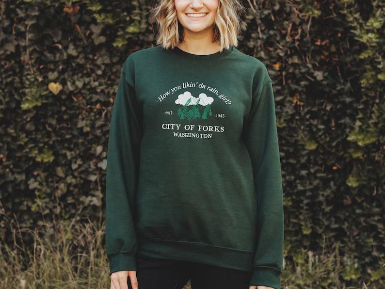 Twilight Sweatshirt, Forks Washington Crewneck Shirt, Book Bookish Gift, Edward Cullen Twilight Merch Parody Gift for Best Friend