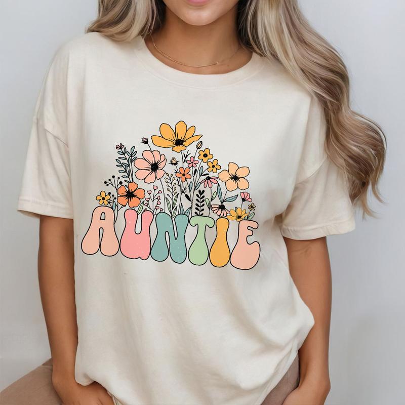 Comfort Colors Auntie Wildflower Shirt, Auntie Floral Gifts for Aunt, Mothers Day Shirt, Floral Auntie Shirts, Gift for Auntie, Cool Aunt Tshirt, Aunt