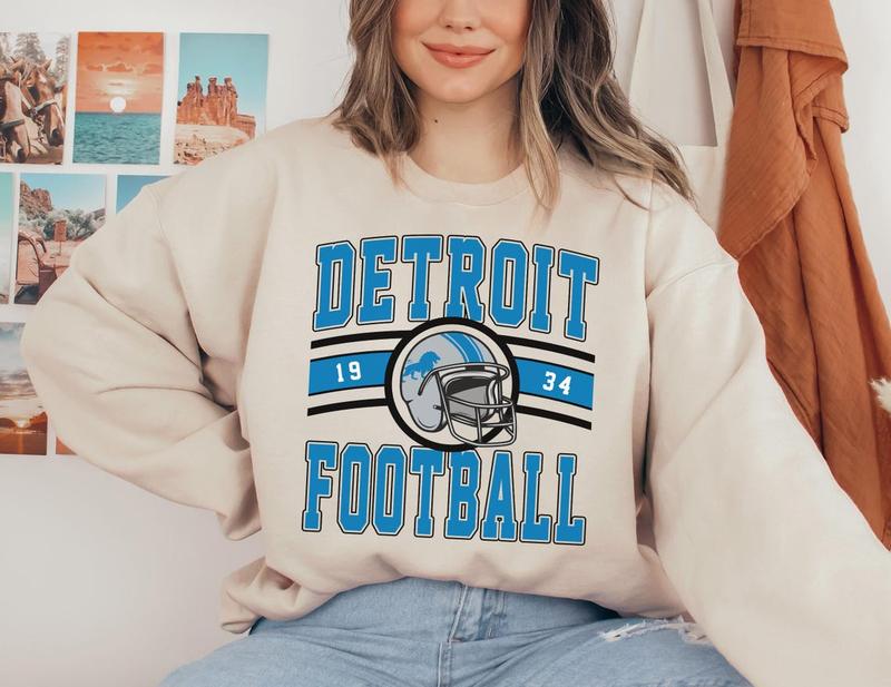 Vintage Detroit Football Crewneck Sweatshirt, Detroit Sweatshirt, Retro Detroit Football Sweatshirt, Detroit Fan Gift