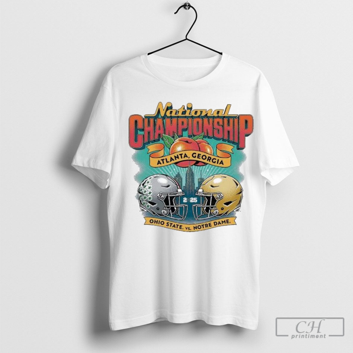 State Buckeyes Vs Notre Dame Fighting Irish College Football Playoff 2025 National Championship Game Head To Head Atlanta Georgia Helmet T Shirt