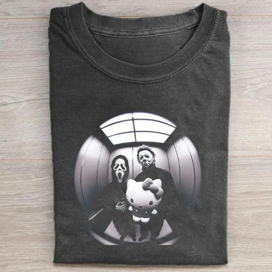 Vintage Halloween Graphic T-shirt, Ghost Face X Michael Myers Tee, Horror Movie Shirt, Horror Character, Funny Halloween Shirt, Unisex T-Shirt, Gift For Men Women