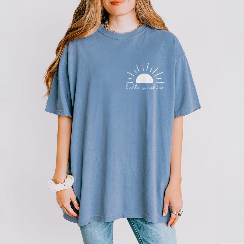 Hello Sunshine Comfort Shirt, Beachy Women Shirts,Beachy Tee,Beach Outfits, Summer Shirts, Summer T-Shirt, Vacation Beach Shirt, Sunshine Lover Tee, Beach Women Top