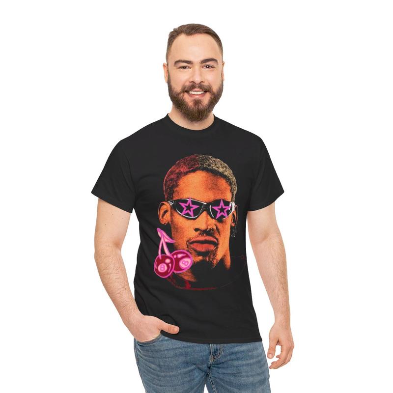 Rodman Inspired Vintage Tee Y2k 90s Hip-Hop Vibes Heavy Cotton Graphic T-Shirt Tshirt Shirt Basketball Fan Shirt Casual Classic Menswear Retro Top