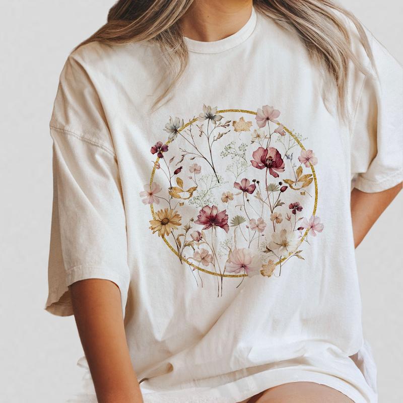 Comfort Colors Wild Flowers Shirt, Wildflower Tshirt, Shirts for Women, Vinatage Floral Shirt, Gifts For Her, Pastel Floral Nature T-Shirt, Flowers Lo