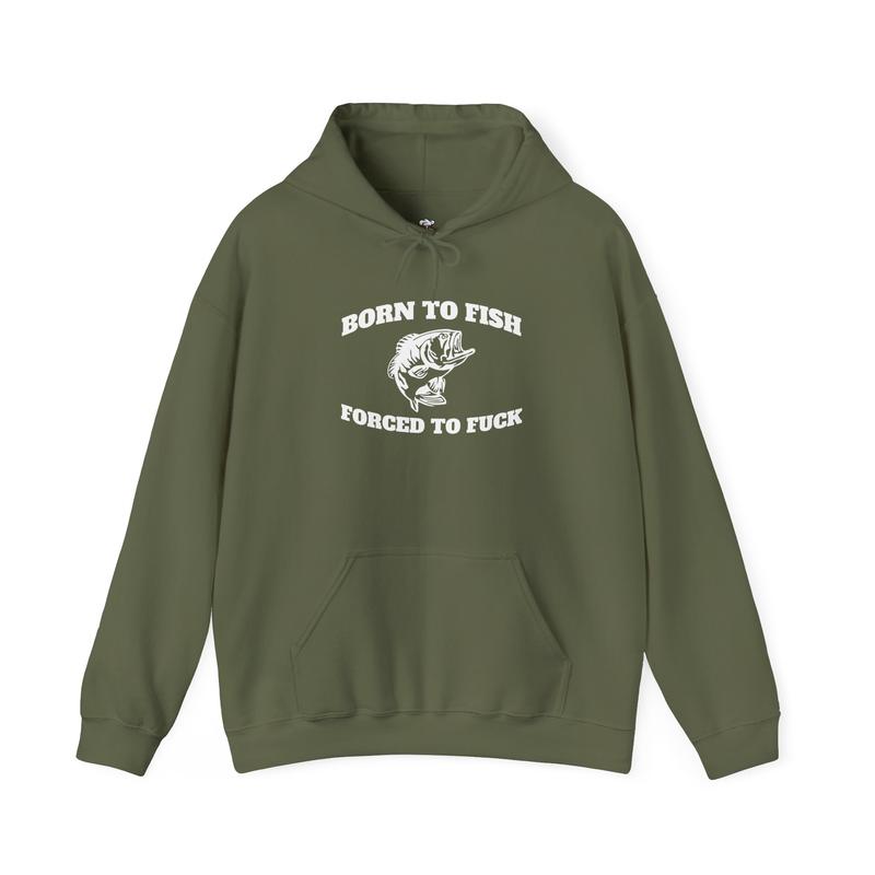 Born to Fish Hoodie - Laugh Factory Tees - Casual Fishing Hoodie with Humor, CottonPolyester Blend, Everyday Wear - Menswear Pullover Sweatshirts