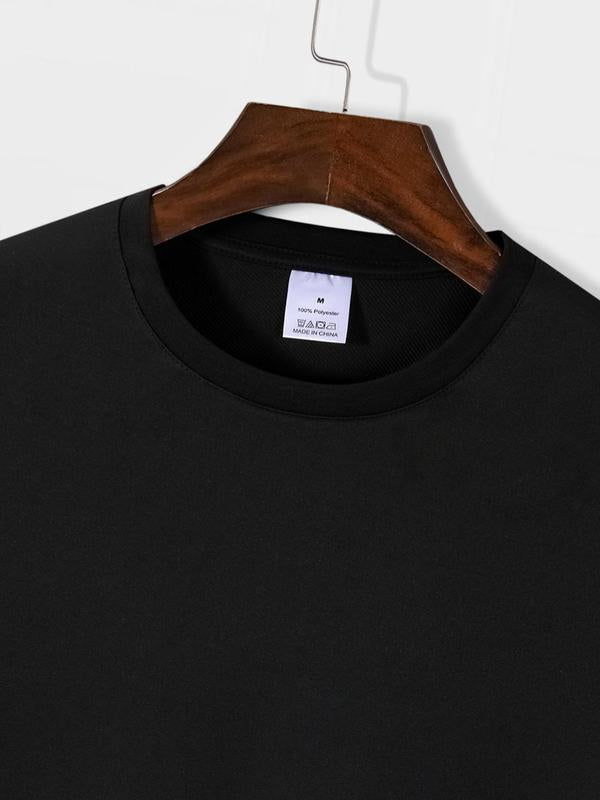 Men's Letter Print Round Neck Tee, Streetwear Graphic Tees for Casual Summer, Regular Fit Short Sleeve T-Shirt, Fashion for Daily Wear