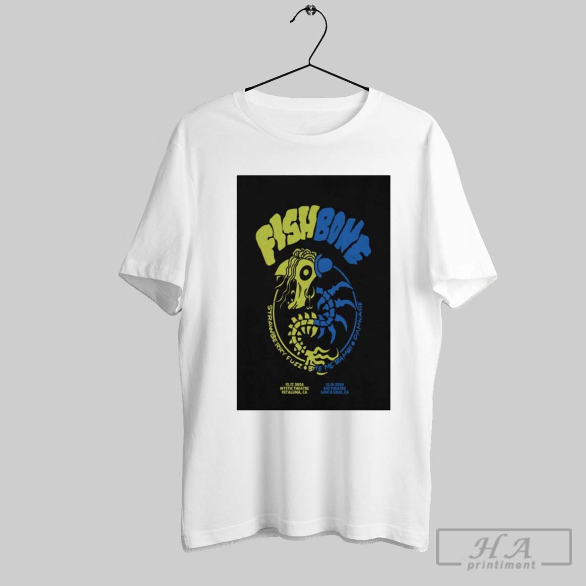 Poster Fishbone December 17 2024 Petaluma Ca And December 18 2024 Santa Cruz Ca T Shirt