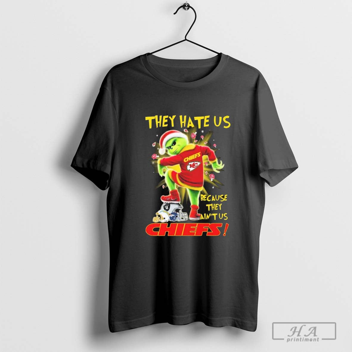Santa Grinch Stomp They Hate Us Because They Ainâ€™t Us Kansas City Chiefs Shirt