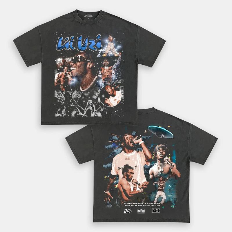 Lil Uzi Double Printed Short Sleeve Tee Cotton Vintage Shirt To Match Sneaker Hiphop Clothing Rapper Merch Shirt, Hiphop Tour Concert 2024, Gift For Fan Y2K Aesthetic Hoodie Sweatshirt