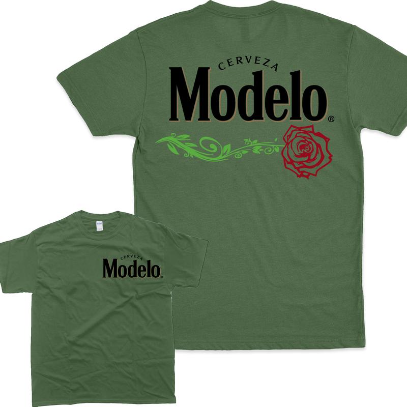 Vintage Modelo Rose 2 Sided T-shirt, Modelo T-shirt Full Color For Men And Women T-shirt, Modelo Beer T-shirt