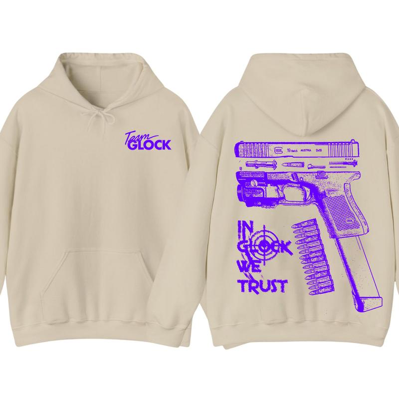 Team Glock Hoodie -GILDAN IN GLOCK WE TRUST Hoodie -Design Color Blue , Full Color Double Sided Sweatshirt for Men and Women, Classic Fit,Glock Shirt