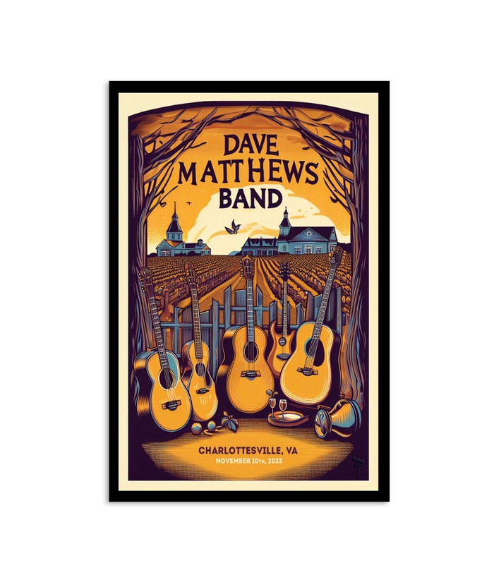 Dave Matthews Band November 10, 2023 Charlottesville, VA Poster