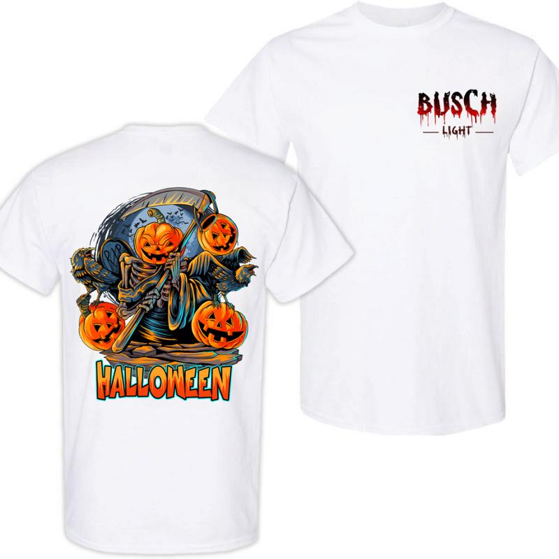 BUSCH LIGHT, BEER, Halloween, Busch Light  Reaper tee T-Shirt, Comfort Colors Shirt, Casual Graphic Round Neck T-shirt for Summer, Fashion Top for Dai