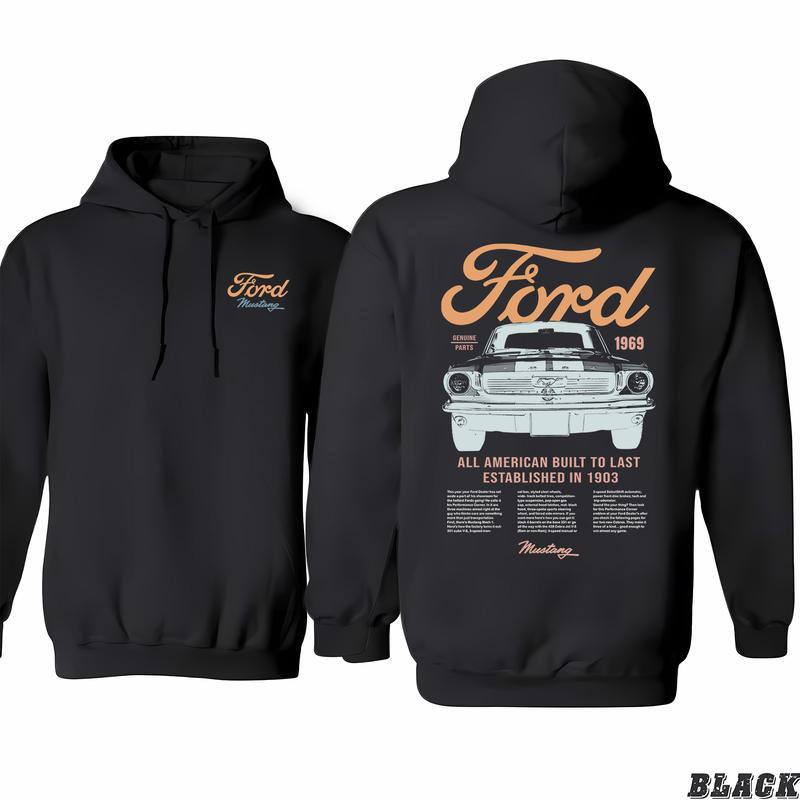 Ford Mens T-shirt Mustang Built To Last Cotton Short Sleeve Tee Hoodie, Casual Yet Chic, Discover Your Fashion Style, Menswear Unisex, Classic Cotton