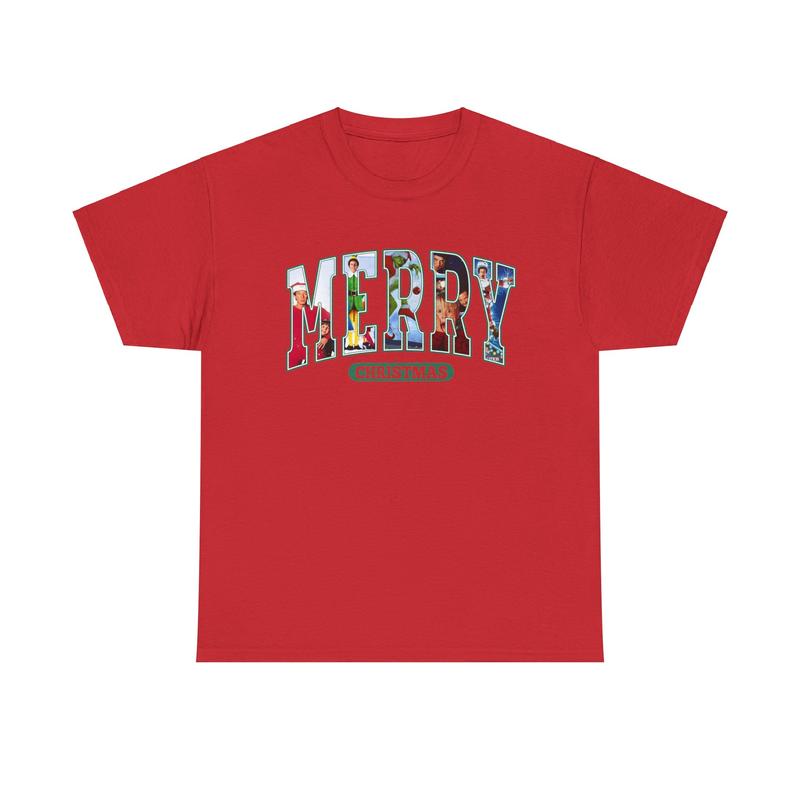 Merry Christmas Unisex Heavy Cotton Tee - Santa Claus Shirt - Elf Shirt - Home Alone - National Lampoon's Christmas Vacation - Christmas Movie Shirt - Gift for Men and Women