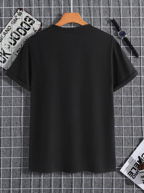 Men's Letter IÂ LoveÂ My GirlfriendÂ Print Round Neck Tee, Streetwear, Graphic Tees, Regular Fit Casual Short Sleeve Crew Neck T-shirt, Summer Clothes, Men Clothing, Graphic Tee Outfits