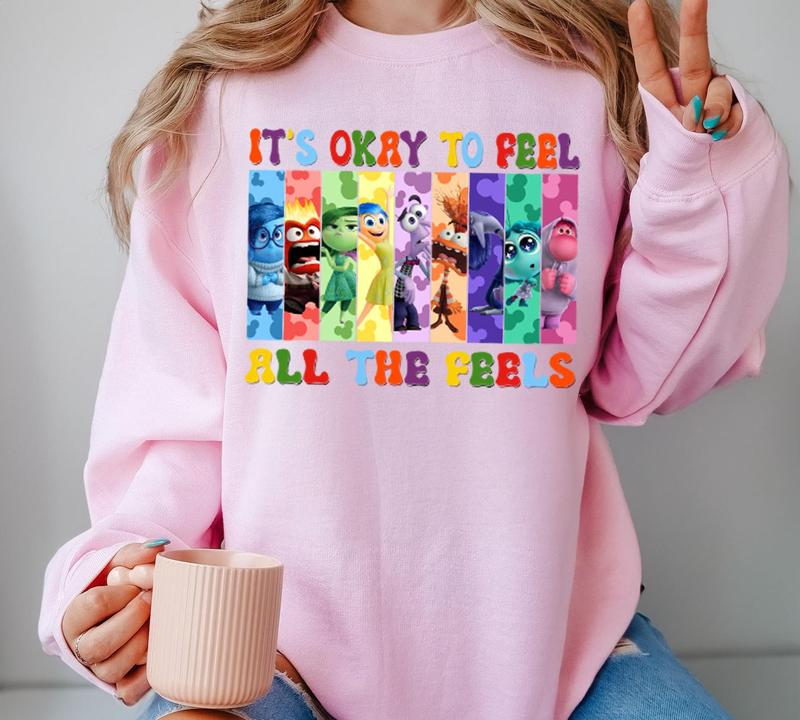 It's Okay To Feel All The Feels Shirt, Inside Out 2 T-Shirt Sweatshirt Hoodie, Mental Health Matter Shirt, Emotional Support Shirt, Feelings Shirt, Fu