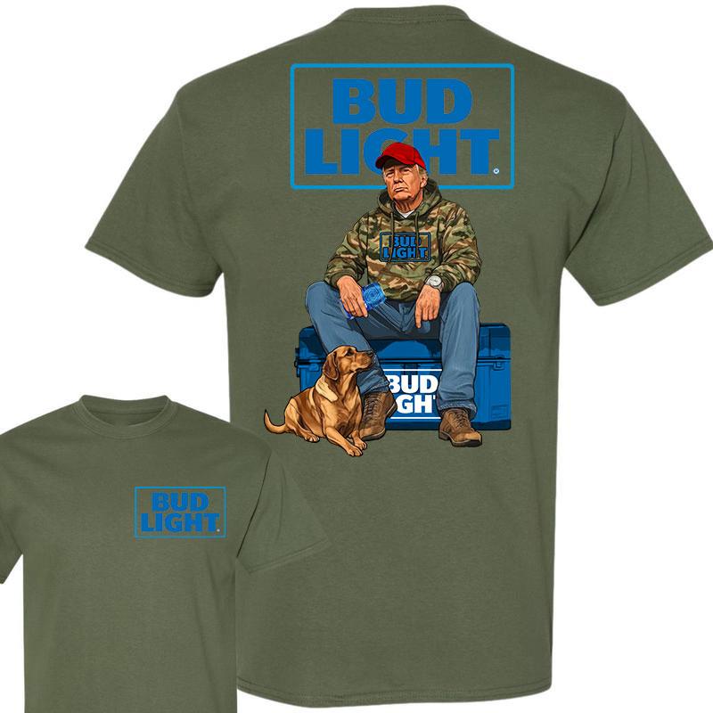 Bud Light Trump Hunting Camo Unisex shirt, Trump won 47th president Election 2024 shirt, Bud Light  Light Fuel Hand Drill Dog Hunt Tee, Trump With Local Boy Cotton shirt Full Color Full Size