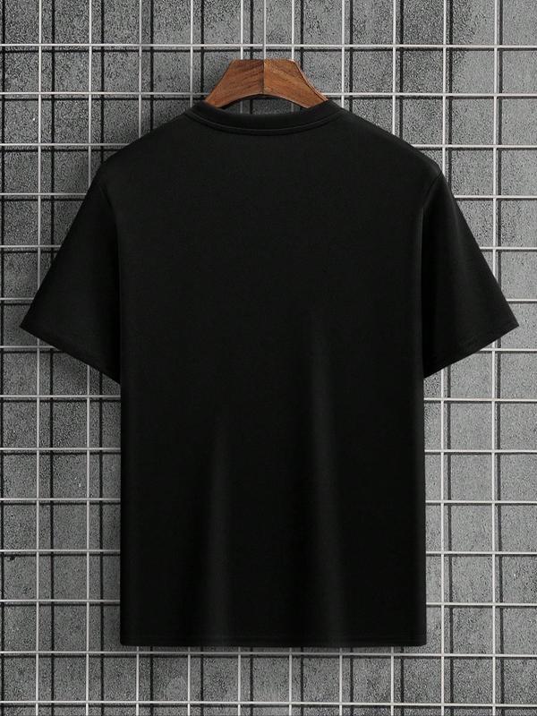 Men's Letter Print Round Neck Tee, Regular Fit Fashion Casual Short Sleeve T-shirt for Summer, Graphic Tees, Men's Streetwear Clothes for Daily Wear