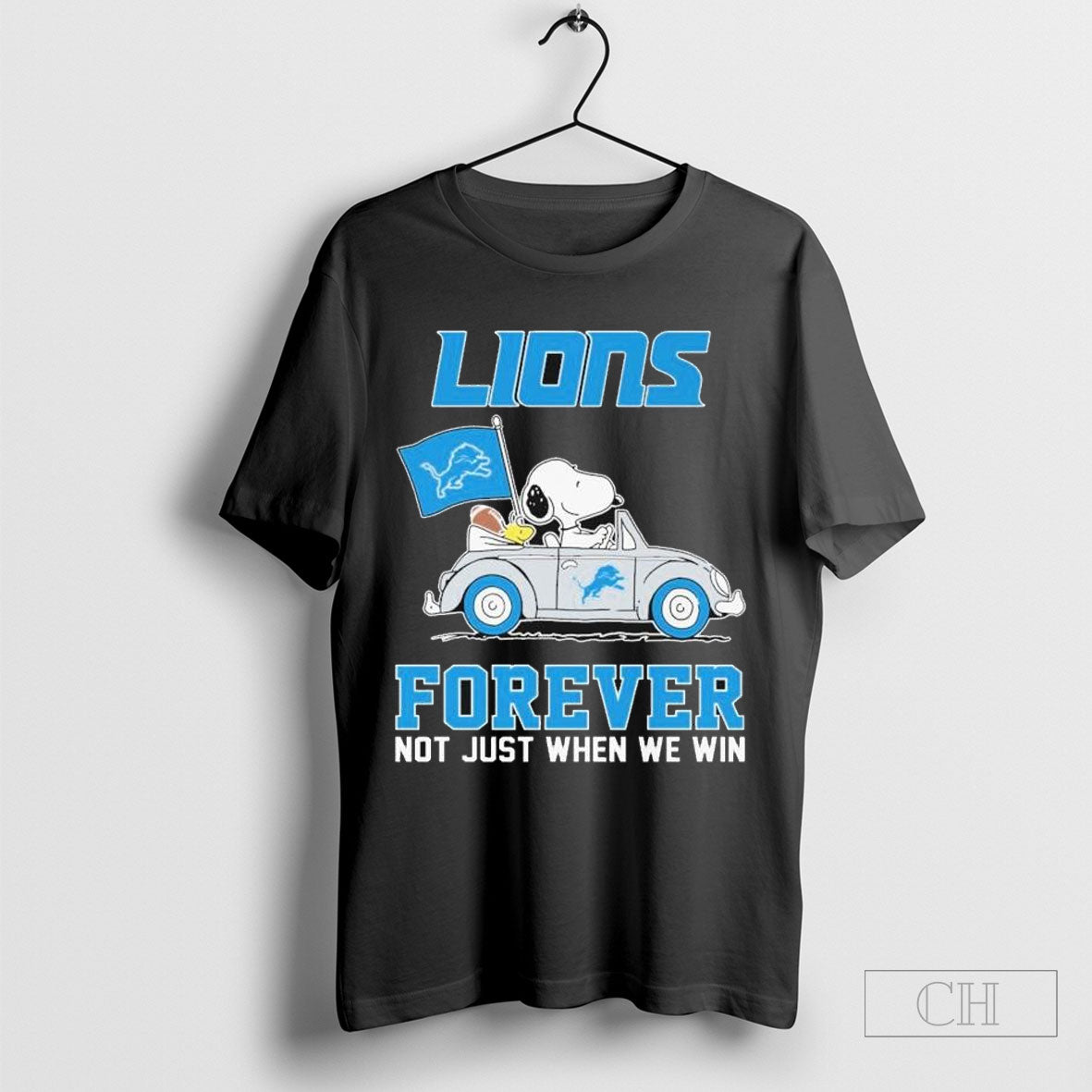 Snoopy And Woodstock Driving Car Detroit Lions Forever Not Just When We Win T Shirts