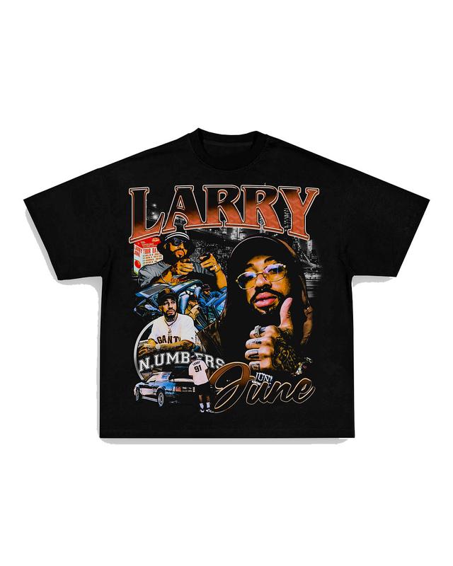 LARRY JUNE TEE Print Short Sleeve T-Shirt Menswear Stylish Top Underwear Man Streetwear Tshirt Shortsleeve Crewneck Tropical
