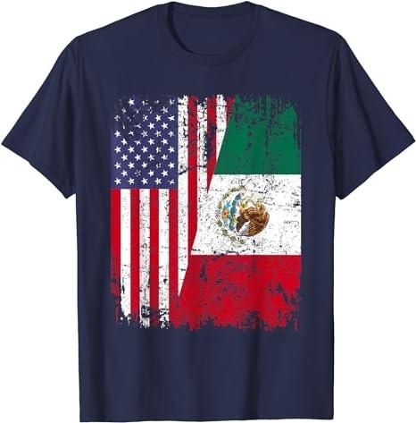 MEXICAN ROOTS | Half American Flag | MEXICO T-Shirt